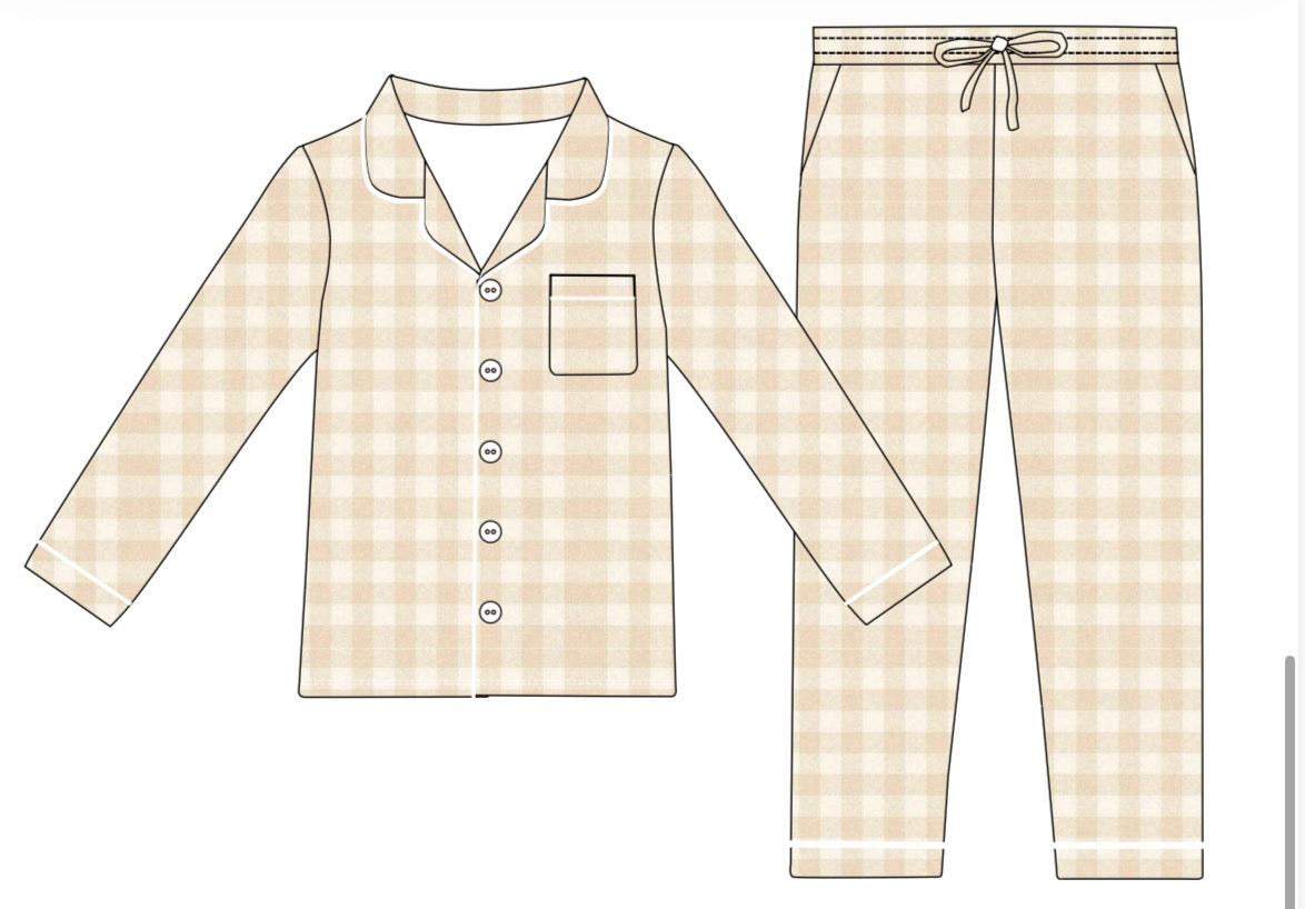 Toasted Gingham | Ribbed | Adult Loungewear Set ** Pre Order