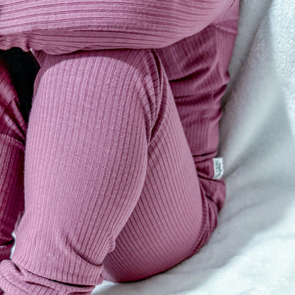 Plum - Ribbed Childrens 2pc Set