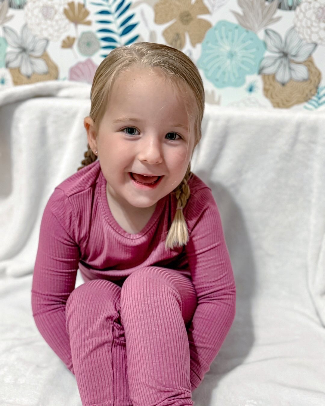 Plum - Ribbed Childrens 2pc Set