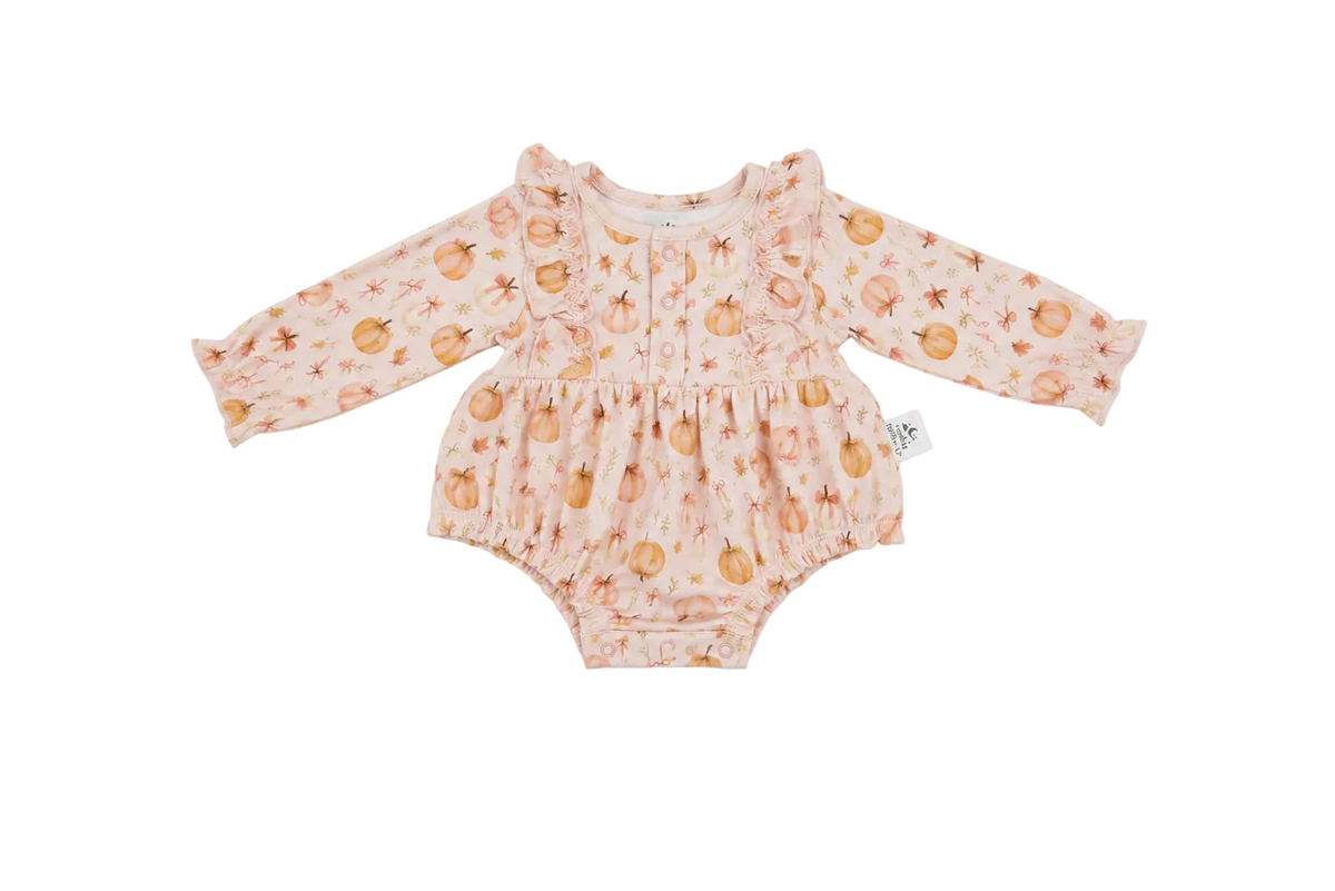 Pretty in Pumpkin | Long Sleeve Bubble Romper |