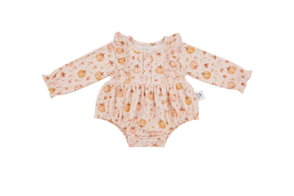 Pretty in Pumpkin | Long Sleeve Bubble Romper |