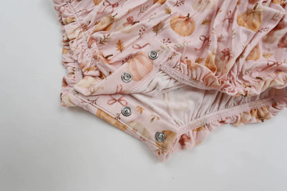 Pretty in Pumpkin | Long Sleeve Bubble Romper |