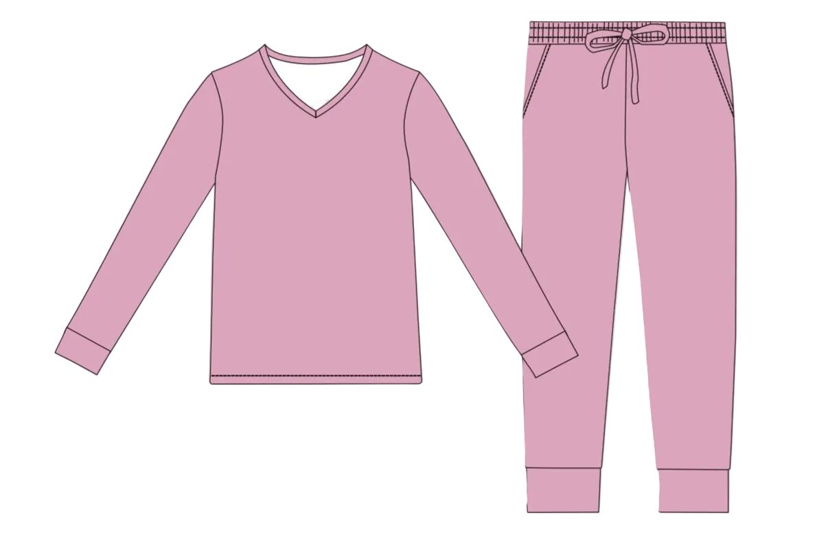 Ribbed Collection | Bubble-gum | Adult Loungewear Set ** Pre Order